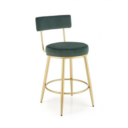 barová stolička so zlatou podstavou zelená