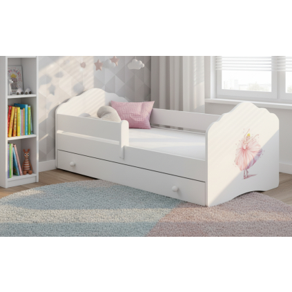 jednolozkova postel casimo biela so zabranou a uloznym priestorom balerina v detskej izbe