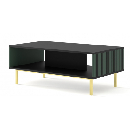 ravenna F konferenčný stolík 90 čierny mat zelena zlatá podnož moderný