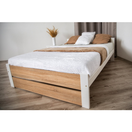 drevena postel s roštom lea biela dub sonoma 120x200cm