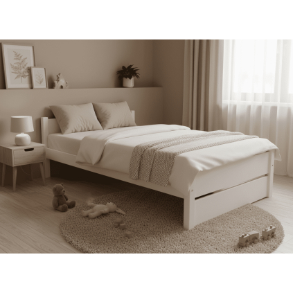 biela drevena postel pola biela 140x200cm