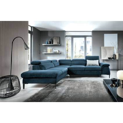 rozkladacia sedacia súprava BLUES L Vogue 13 modrá ľavá v obývačke