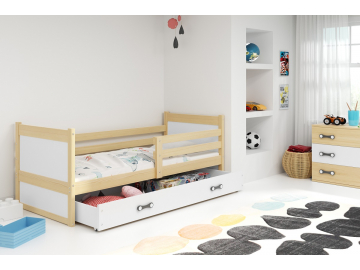 moderna detska jednolozkova postel s uloznym priestorom RICO BOROVICA BIELA