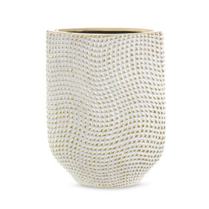 Keramická váza v bielo-zlatej farbe VERDA