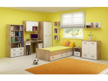Úžasná detská izba KITTY 2, v dokonalom farebnom prevedení dub sonoma svetlá / biely