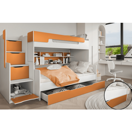 moderná poschodová posteľ HARRY oranžová