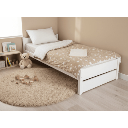 biela drevena postel pola biela 120x200cm