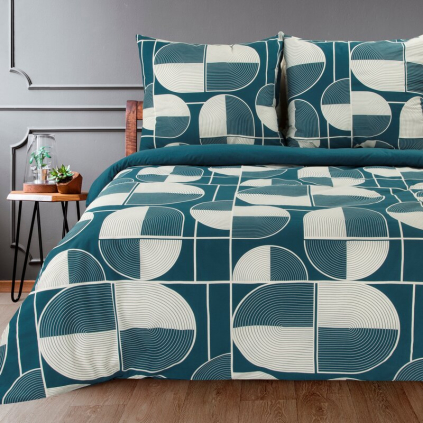 Obliečky na dvojlôžko ELLA 09 | tmavomodrá/biela 220 x 200 cm