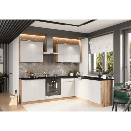 rohová kuchynská linka ISABEL 260 dub artisan sivá