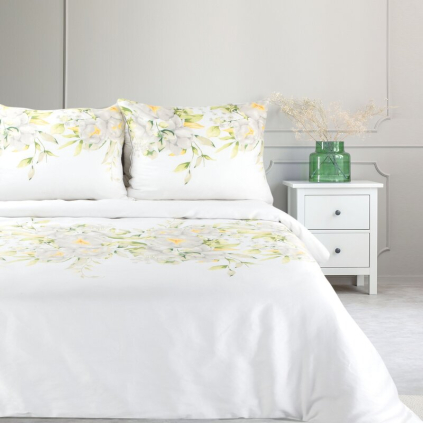 Obliečky na jednolôžko SPRING 22 | biela/kvety 140 x 200 cm