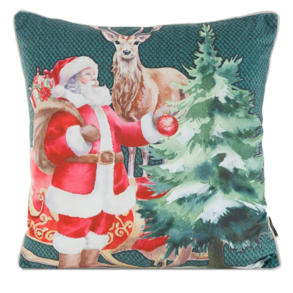 Vianočná obliečka na vankúš 128 | tmavozelená/červená 45 x 45 cm