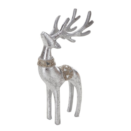 Vianočná dekorácia JELEŇ 167B | strieborná 10 x 4 x 23 cm