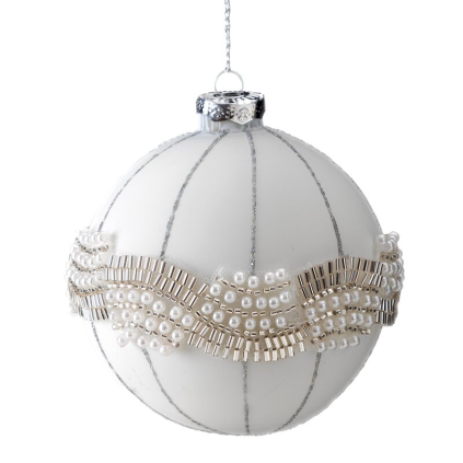 Vianočná dekorácia GUĽA 498B | sklenená biela 10 cm