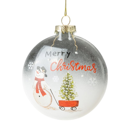 Vianočná dekorácia GUĽA 509 | sklenená biela/červená 10 cm