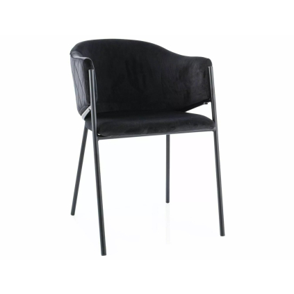 Výnimočná čierna jedálenská stolička BONO VELVET