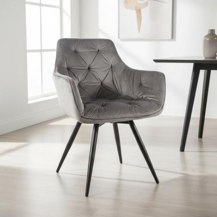 jedalenska-stolicka-mango-velvet-siva
