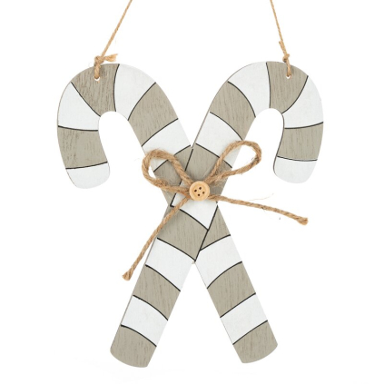 Vianočná dekorácia LÍZATKO 260A | sivá/biela 16 x 0,5 x 18 cm