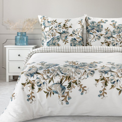 Obliečky na dvojlôžko SPRING 40 | biela/sivá 220 x 200 cm