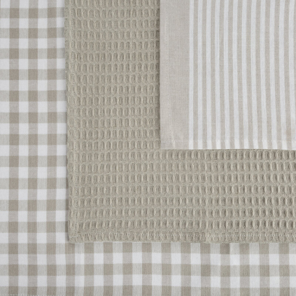 Sada kuchynských utierok LUCY | béžová/biela 50 x 70 cm