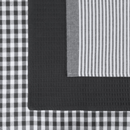 Sada kuchynských utierok LUCY | tmavosivá/biela 50 x 70 cm