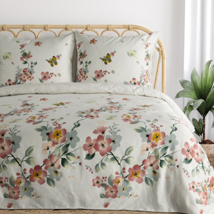 Obliečky na dvojlôžko ELLA 17 | biela/ružová 220 x 200 cm