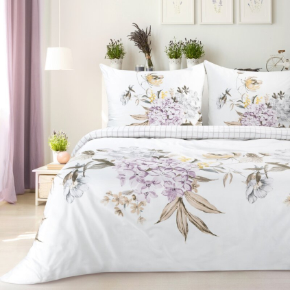 Obliečky na dvojlôžko ELLA 16 | biela/fialová 220 x 200 cm