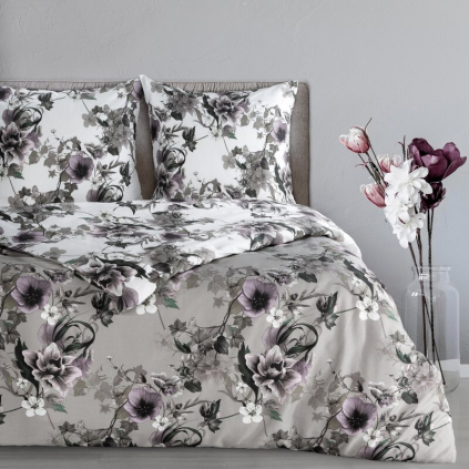 Obliečky na dvojlôžko NIKA 54 | sivá/biela 220 x 200 cm