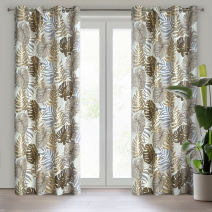 Záves KORFU K | hnedá/zlatá 140 x 250 cm