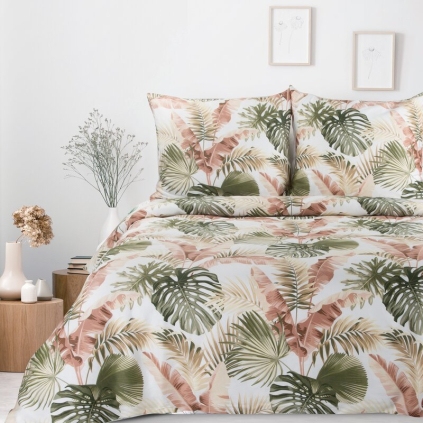 Obliečky na dvojlôžko SPRING 29 | biela/zelená 220 x 200 cm