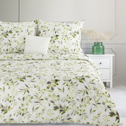 Obliečky na dvojlôžko MILI | biela/zelená 160 x 200 cm