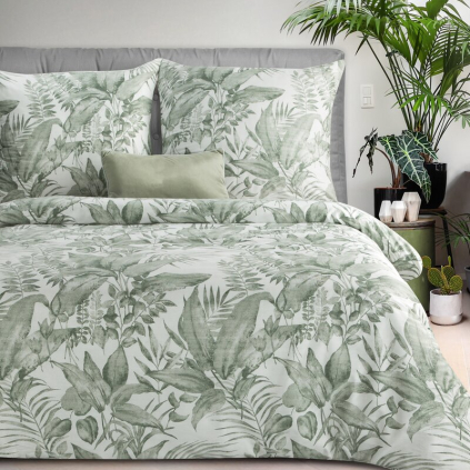 Obliečky na dvojlôžko SPRING 48 | mätová/biela 160 x 200 cm