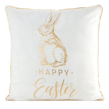 Veľkonočná obliečka na vankúš EASTER 43 | biela/zlatá 45 x 45 cm