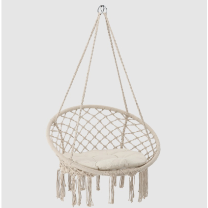 zahradne zavesne kreslo Boho bezove s poduskou