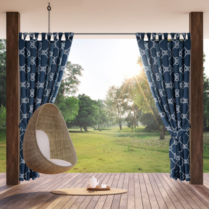 Záves na terasu GARDEN 14 PU | tmavomodrá/biela 155 x 220 cm