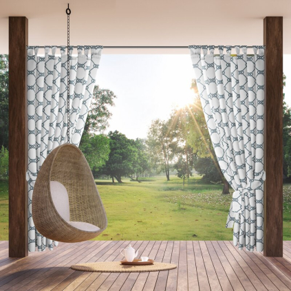 Záves na terasu GARDEN 16 PU | biela/tmavomodrá 155 x 240 cm