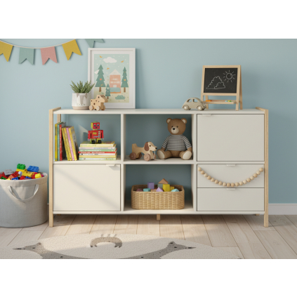 regal versa nizky bezovy kombinovany v detskej izbe