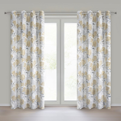 Záves INARI K | strieborná/horčicová 140 x 250 cm