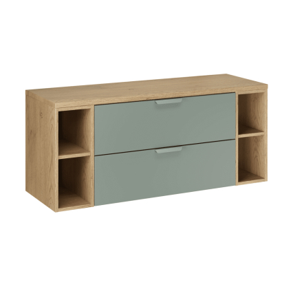 kupelnovy komplet aster green dub cremona 120cm s doskou a regalmi 120cm lr