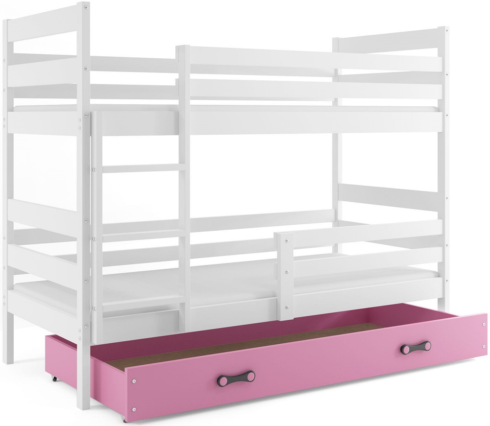 E-shop BMS Detská poschodová posteľ ERYK | biela Farba: biela / ružová, Rozmer.: 160 x 80 cm
