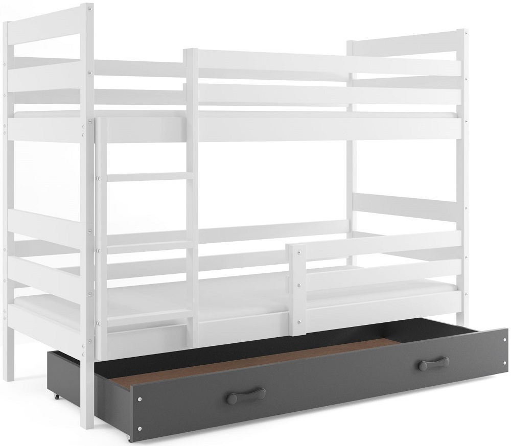 E-shop BMS Detská poschodová posteľ ERYK | biela Farba: biela / sivá, Rozmer.: 160 x 80 cm
