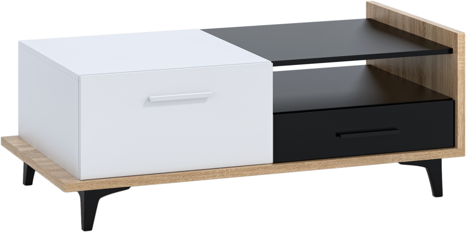 E-shop ArtCross Konferenčný stolík BOX-03 Farba: dub sonoma svetlá / biela / čierna 
