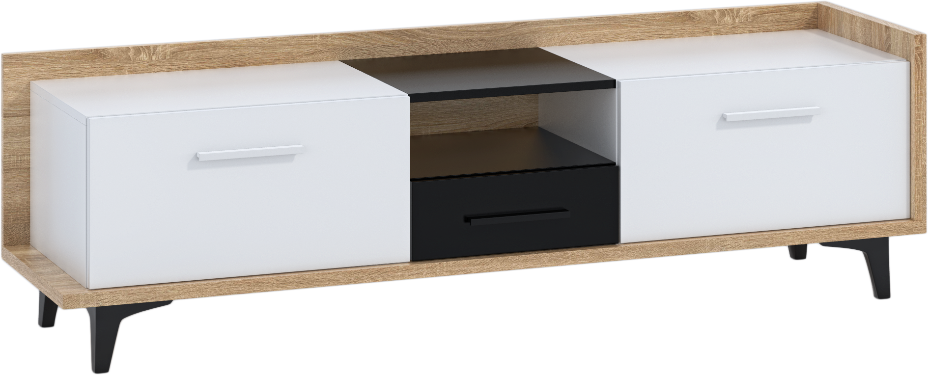 ArtCross TV stolík 2D1S BOX-09 Farba: dub sonoma svetlá / biela / čierna 