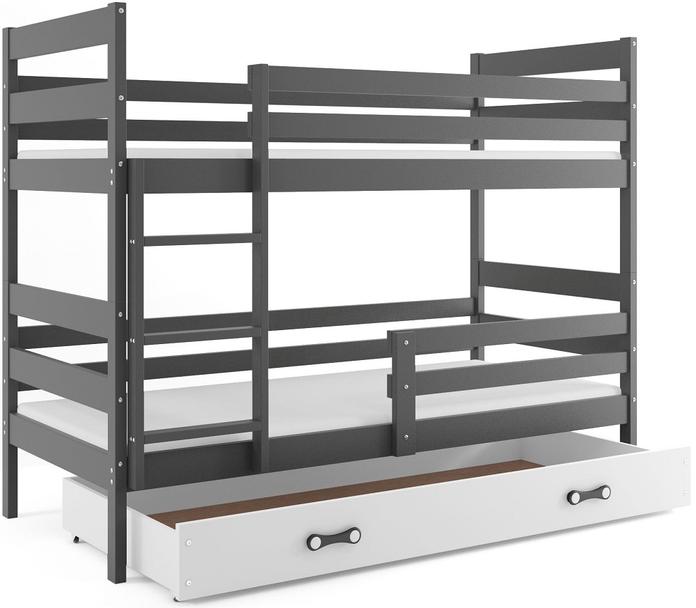 E-shop BMS Detská poschodová posteľ ERYK | sivá Farba: Sivá / biela, Rozmer.: 200 x 90 cm