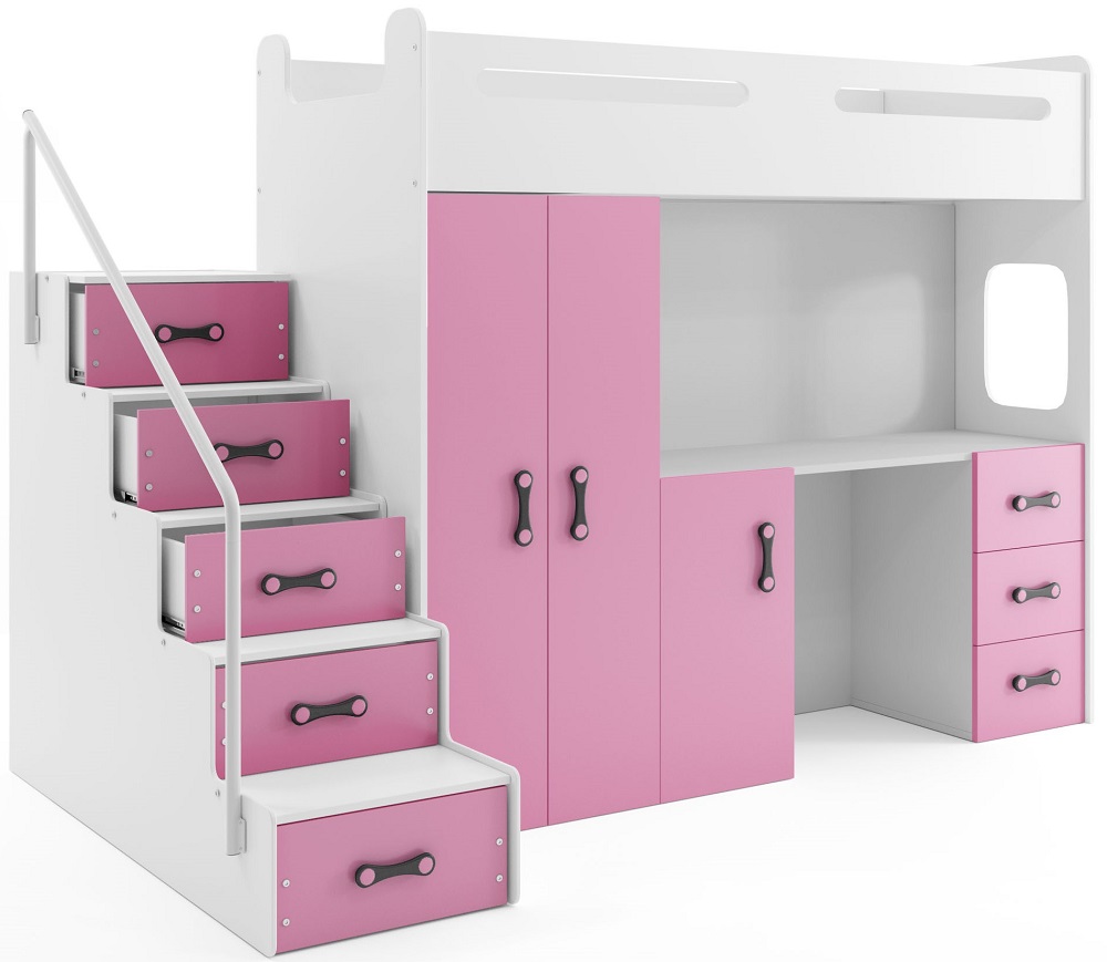 BMS Detská poschodová posteľ so stolíkom MAX 4 Farba: Ružová