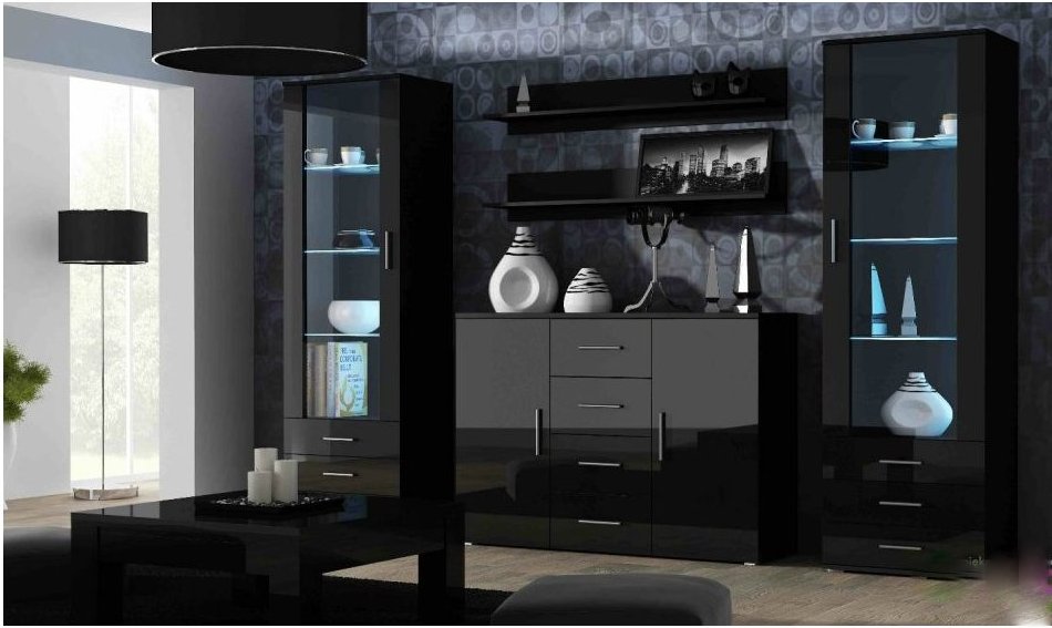 E-shop ArtCam Obývacia stena SOHO 3 Farba: Čierna/čierny lesk