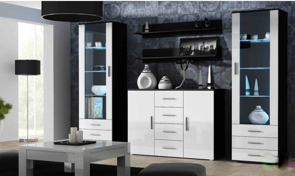 E-shop ArtCam Obývacia stena SOHO 3 Farba: čierna/biely lesk