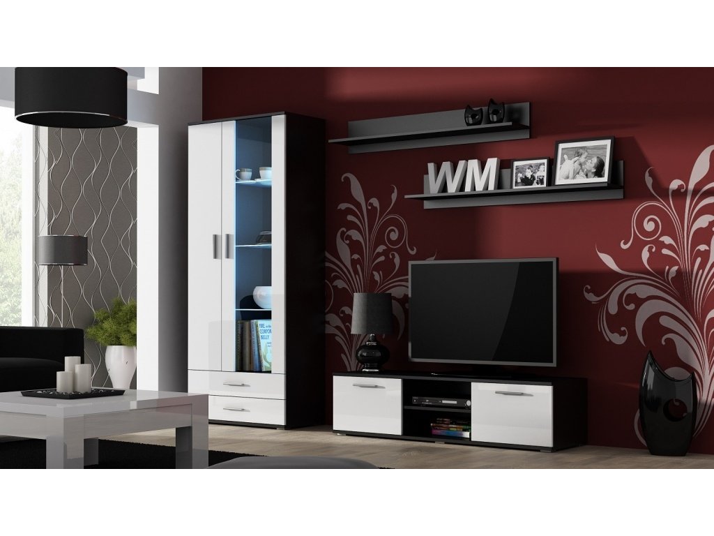 E-shop ArtCam Obývacia stena SOHO 11 Farba: čierna/biely lesk