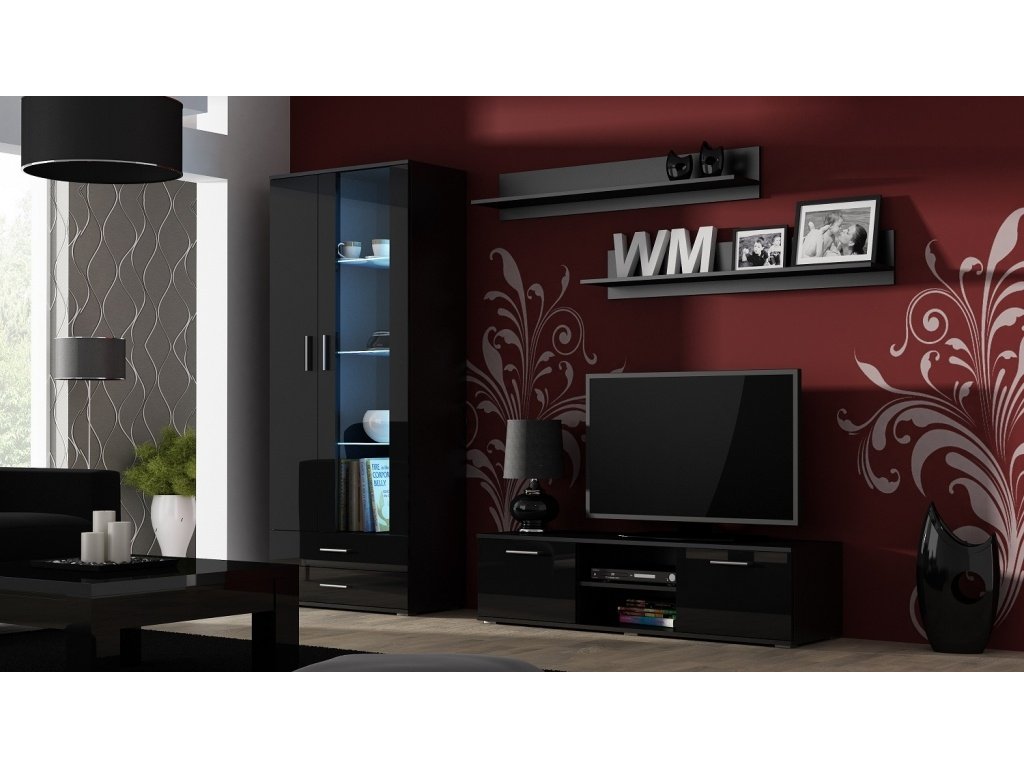 E-shop ArtCam Obývacia stena SOHO 11 Farba: Čierna/čierny lesk