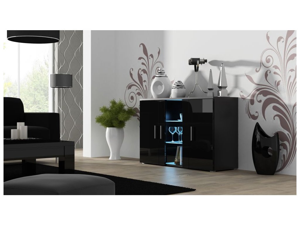 E-shop ArtCam Komoda SOHO S7 Farba: Čierna/čierny lesk
