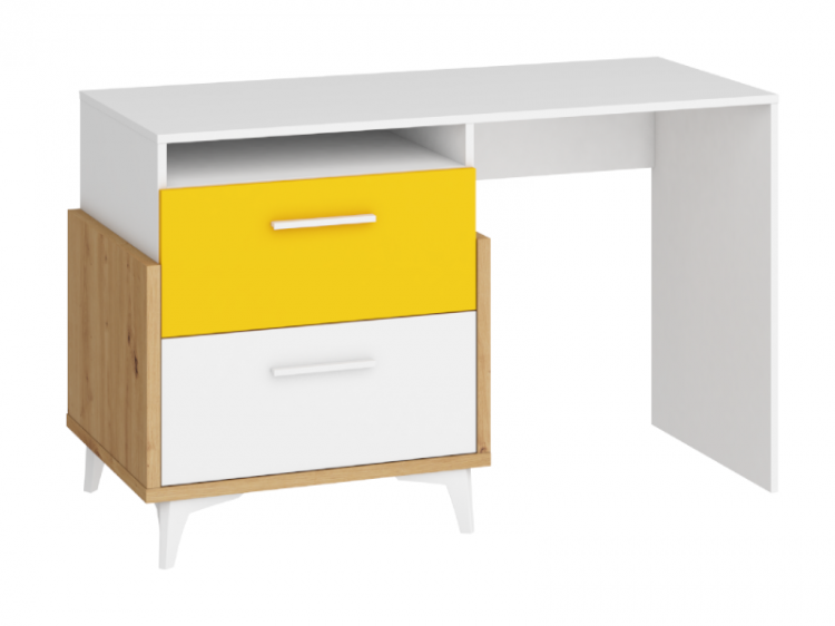 WIP Písací stôl HEY-04 | 125 Farba: Dub artisan/biela/žltá